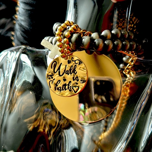 Two Tone Walk in Faith Necklace Set - Picture 3 of 6